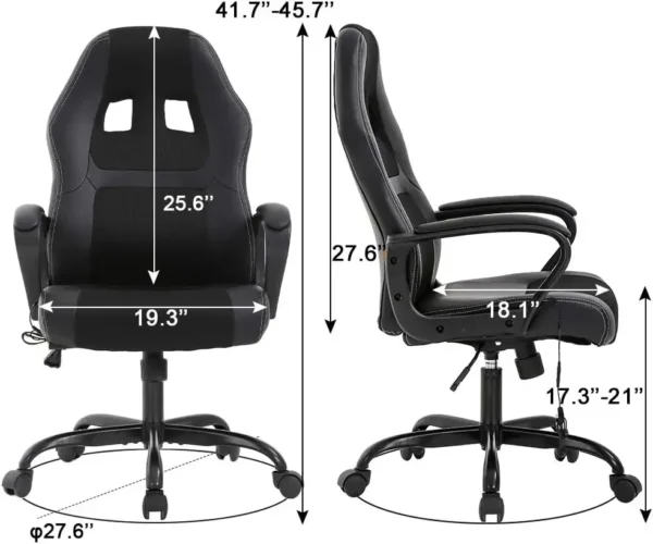 BestOffice PC Gaming Chair – Massage Office Chair with Ergonomic PU Leather Racing Design - Image 3