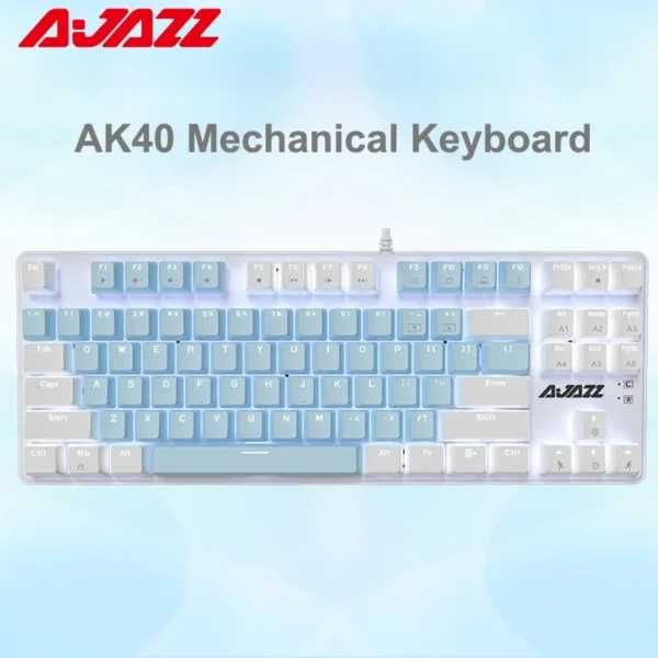 Ajazz AK40 USB Gaming Mechanical Keyboard – 87 Keys, Backlit, Type-C Wired