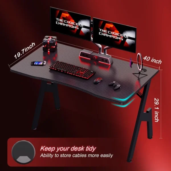 40 inch carbon fiber surface gaming table - large computer desk gaming table ergonomic computer gamingworkstationhomeoffice desk - Image 3