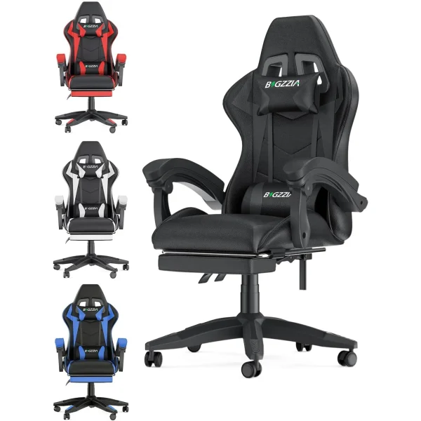 Gaming Chair with Footrest | Ergonomic Gamer Chair with Lumbar Cushion, Headrest, and Height Adjustment for Comfortable Computer Use - Image 7