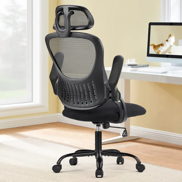 JHK Mesh Ergonomic Office Computer Desk Chair Flip-up Arms Adjustable Headrests Comfortable Lumbar Support For Home Office - Image 7