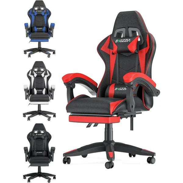 Gaming Chair with Footrest | Ergonomic Gamer Chair with Lumbar Cushion, Headrest, and Height Adjustment for Comfortable Computer Use - Image 8