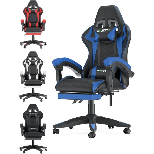 Gaming Chair with Footrest | Ergonomic Gamer Chair with Lumbar Cushion, Headrest, and Height Adjustment for Comfortable Computer Use - Image 9